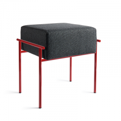 polished rubin red painted metal/fabric Tao stool made in Italy by Atipico