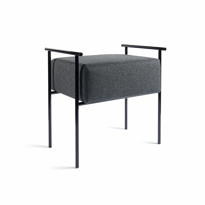 polished deep black painted metal/fabric Tao stool  made in Italy by Atipico